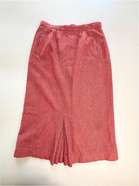 Vintage Red Plaid Wool Skirt‎ Mister Leonard High Waisted Midi Skirt 80's 30"